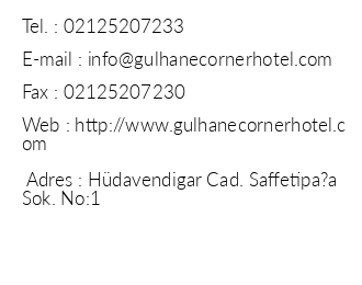 Glhane Corner Hotel iletiim bilgileri
